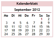 Kalenderblatt September 2012