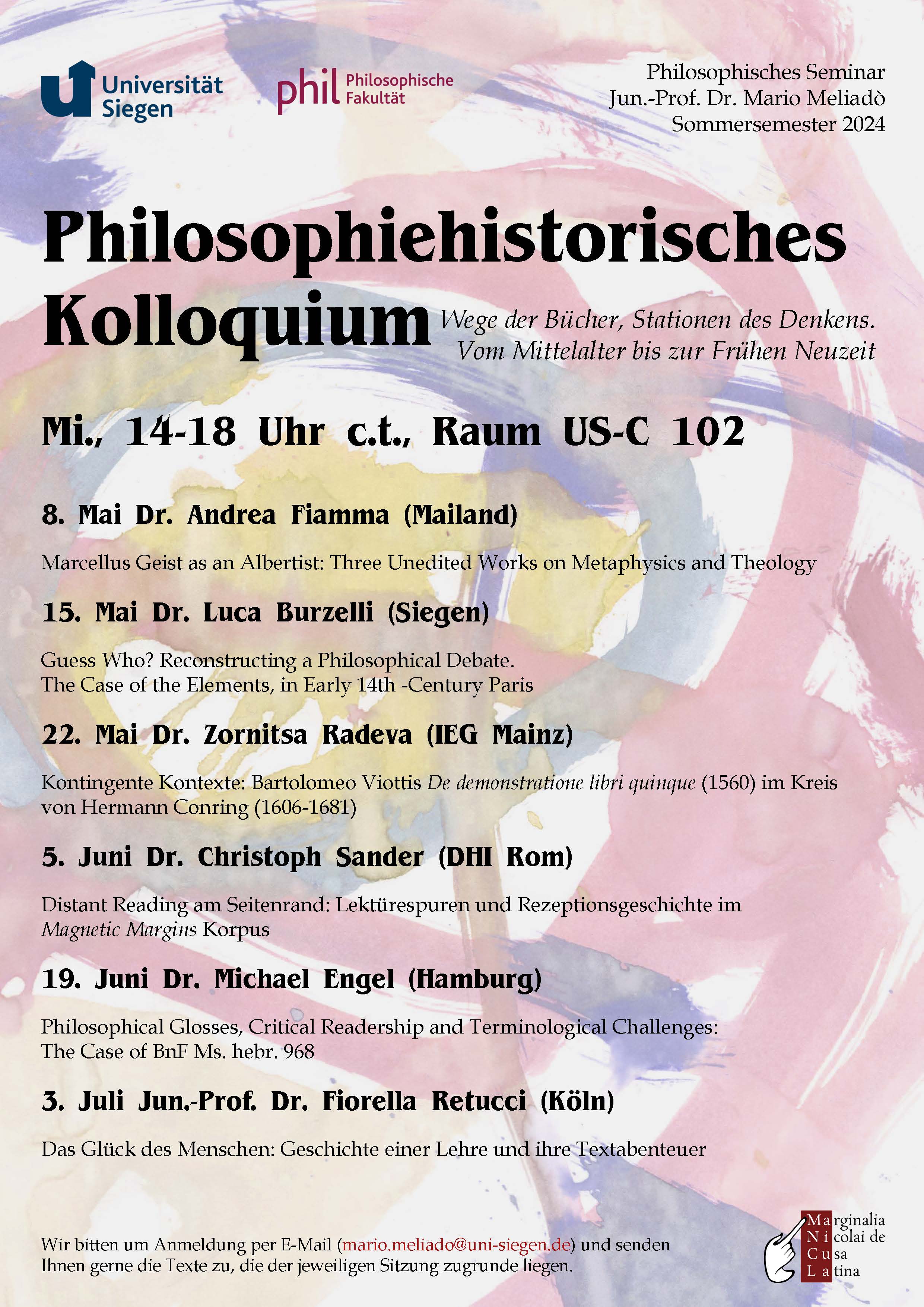 Plakat Philosophiehistorisches Kolloquium SoSe24