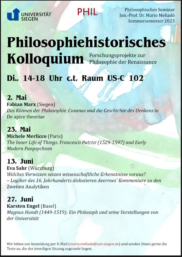 Plakat Philosophiehistorisches Kolloquium bils