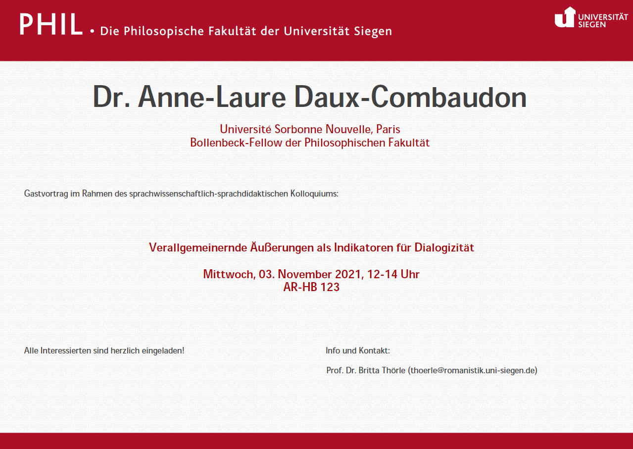 Bollenbeck Gastvortrag von Frau Anne-Laure Daux-Combaudon
