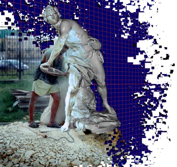 Montage: Berninis 'David' unter analoger und digitaler Bearbeitung