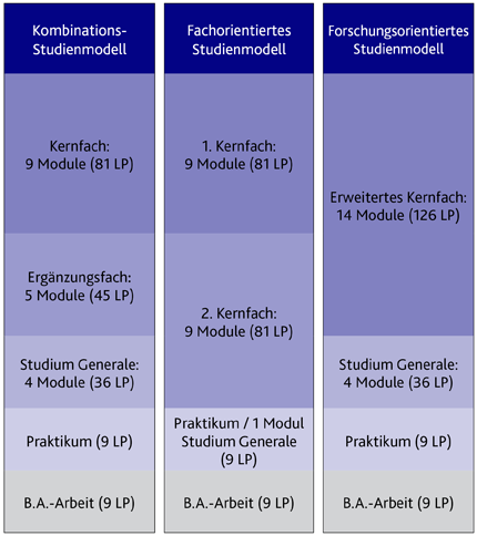 Studienmodelle Fakultät I Bachelor