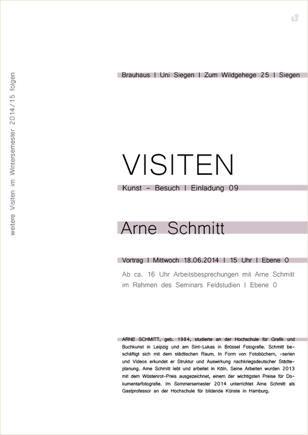 VISITEN | Kunst Besuch | Arne Schmitt