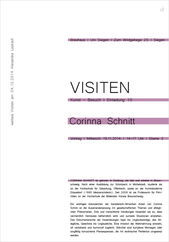VISITEN | Kunst Besuch | Corinna Schnitt