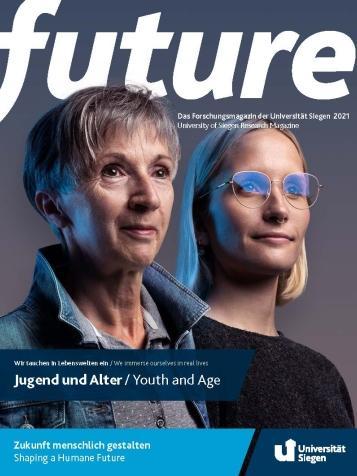 Titelbild Forschungsmagazin. Eine junge und eine ältere Frau. Titel: Jugend und Alter