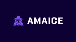 Logo „AMAICE“ mit stilisiertem, geometrischem A-Icon in Violett auf dunklem Hintergrund.
