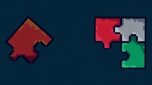 Puzzleteile in Pixeloptik