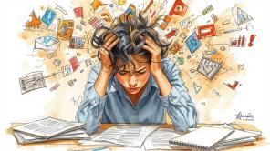 Cartoonhafte Abbildung einer gestressten Person