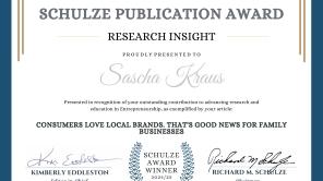 Urkunde des Publikationspreises für Prof. Kraus