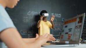 boy wearing virtual reality glasses