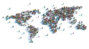 Weltkarte aus Menschen