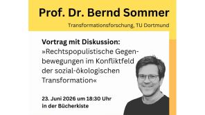 Poster Rechtspopulistische Gegenbewegungen. Abgebildet Prof. Dr. Bernd Sommer