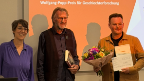 Preisverleihung mit Dr. Uta Fenske, Bernhard Nolz und Niklas Pütz.