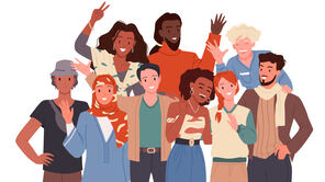 Illustration einer vielfältigen Gruppe junger Menschen