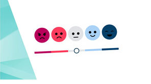 Darstellung einer Reihe Emoticons, die auf einer Skala Zustimmung bis Ablehnung signalisieren.