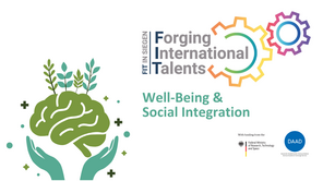 Schriftzug: FIT Well Being and Social Integration mit Grafik eines Gehirn und Pflanzen.