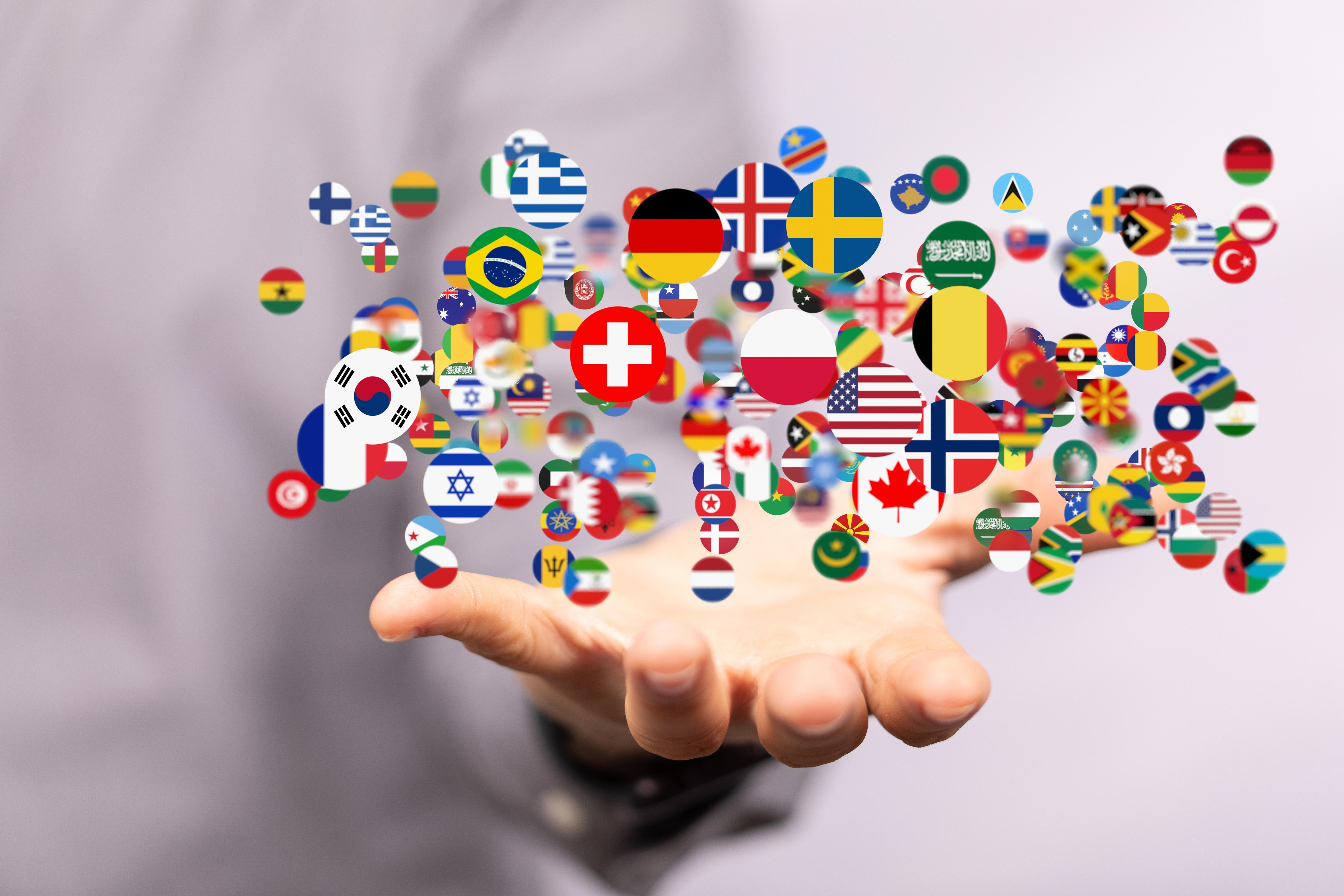 World map with all states and their flags,3d render