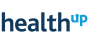 Logo mit der Aufschrift: Health Up in dunkel-und hellblau