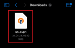 Screenshot Download Verzeichnis mit markierter Profildatei "uni.ovpn."