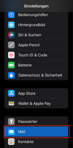 Übersicht Systemeinstellungen mit Markierter Option "Mail"