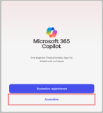 Microsoft Anmeldefenster mit markiertem Button "Anmelden"