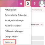 OWA Einstellungen mit markierter Option "Optionen"
