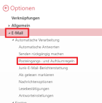 OWA Optiopnen mit markiertem Reiter "E-Mail" und "Posteingangs- und Aufräumregeln"