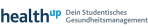 Logo mit der Aufschrift: Health Up, dein studentisches Gesundheitsmanagement in dunkel-und hellblau