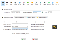Die GUI von MobaXTerm wo der SSH Key angegeben ist, der Remotehost von dem Cluster, der Port 22 für SSH und der ZIMT Nutzername. Die Session wird als interactive Shell gestartet.