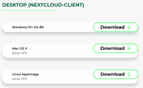 Eine Tabelle mit drei Downloadoptionen für den Nextcloud-Client. Jeweils eine Schaltfläche „Download“ (grün umrandet) für:  Windows 10+ 64-Bit  Mac OS X (ohne VFS)  Linux AppImage (ohne VFS)  2. Screenshot – Installation (Einführung): Fenster mit der Überschrift „sciebo Client installieren“. Ein Begrüßungstext weist darauf hin, dass alle Schritte der Installation geführt werden. Am unteren Rand ist der Button „Fortfahren“ hervorgehoben.