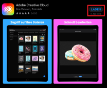 Adobe Creative Cloud im App Store mit markiertem "Installieren" Button