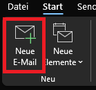 Screenshot Outlook "Neue E-Mail"-Button