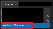 Screenshot von Drop-Down Menü mit Markierung auf "Weitere E-Mail-Adresse..."