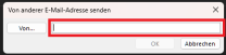 Screenshot vom Eingabefeld für alternative Abesendeadresse