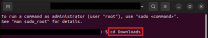 Linux Terminal mit Befehlseingabe; Details in der Beschreibung