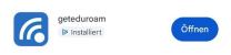 geteduroam App Store Eintrag mit "Öffnen" Button