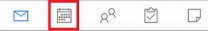 Outlook untere Menüleiste mit markiertem Kalendersymbol