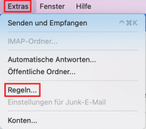 Outlook Mac Menüleiste für "Extra"