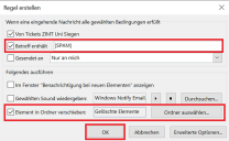 Regel erstellen Menü; Details in der Beschreibung