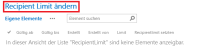 Seite zum erhöhen des Recipient Limits mit markiertem Punkt "Recipient Limit ändern"