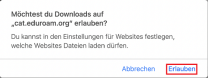 MacOS Downloadabfrage mit markiertem "Erlauben" Button