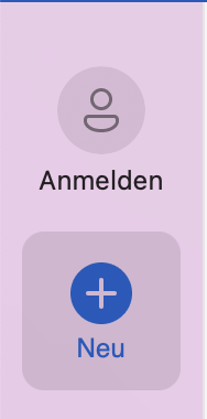 Word Seitenmenü mit Option "Anmelden"