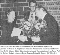Ehrenpromotion an Prof. Dr. Magdalena Sokolowska