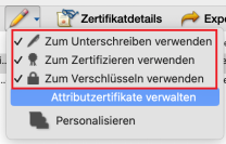 Drop-down Menü zur Bearbeitung; Details in der Beschreibung