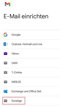 gMail Anbieterübersicht