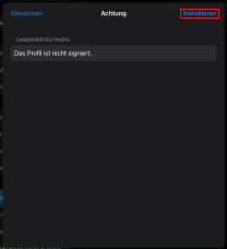 Profilanzeige mit markiertem Button "Installieren"