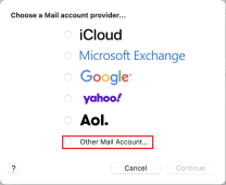 Apple Mail Anbieterauswahl