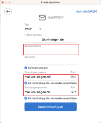 E-Mail Konfiguration; Details in der Beschreibung