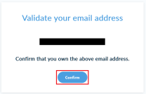 Mailvalidierung mit markiertem Button "Confirm"