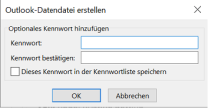 Passwortvergabe für Outlook Datendatei